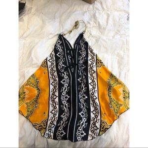 Classique Printed Halter Scarf Short Dress